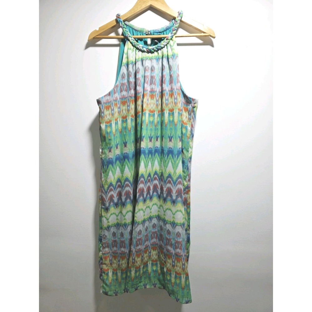 JBS Womens Dress Multicolor Geometric Ikat-Pattern Halter Knee Length Size 18W